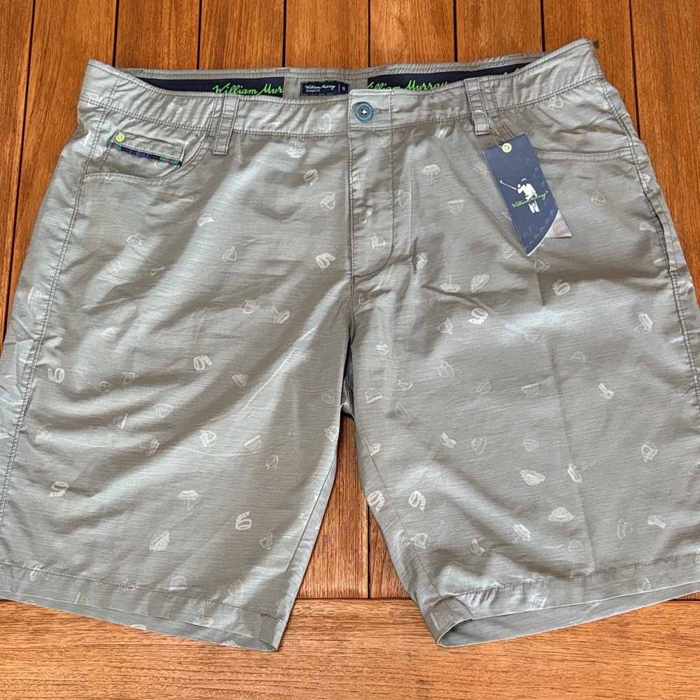 William Murray Golf Green with Hat Print Flat Front Shorts